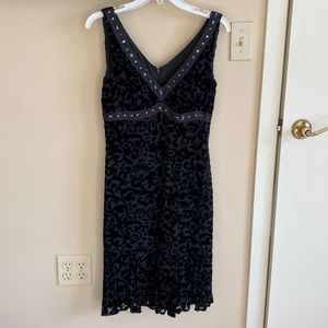 Women’s Embroidered Black Beaded/Velvet Cocktail Dress